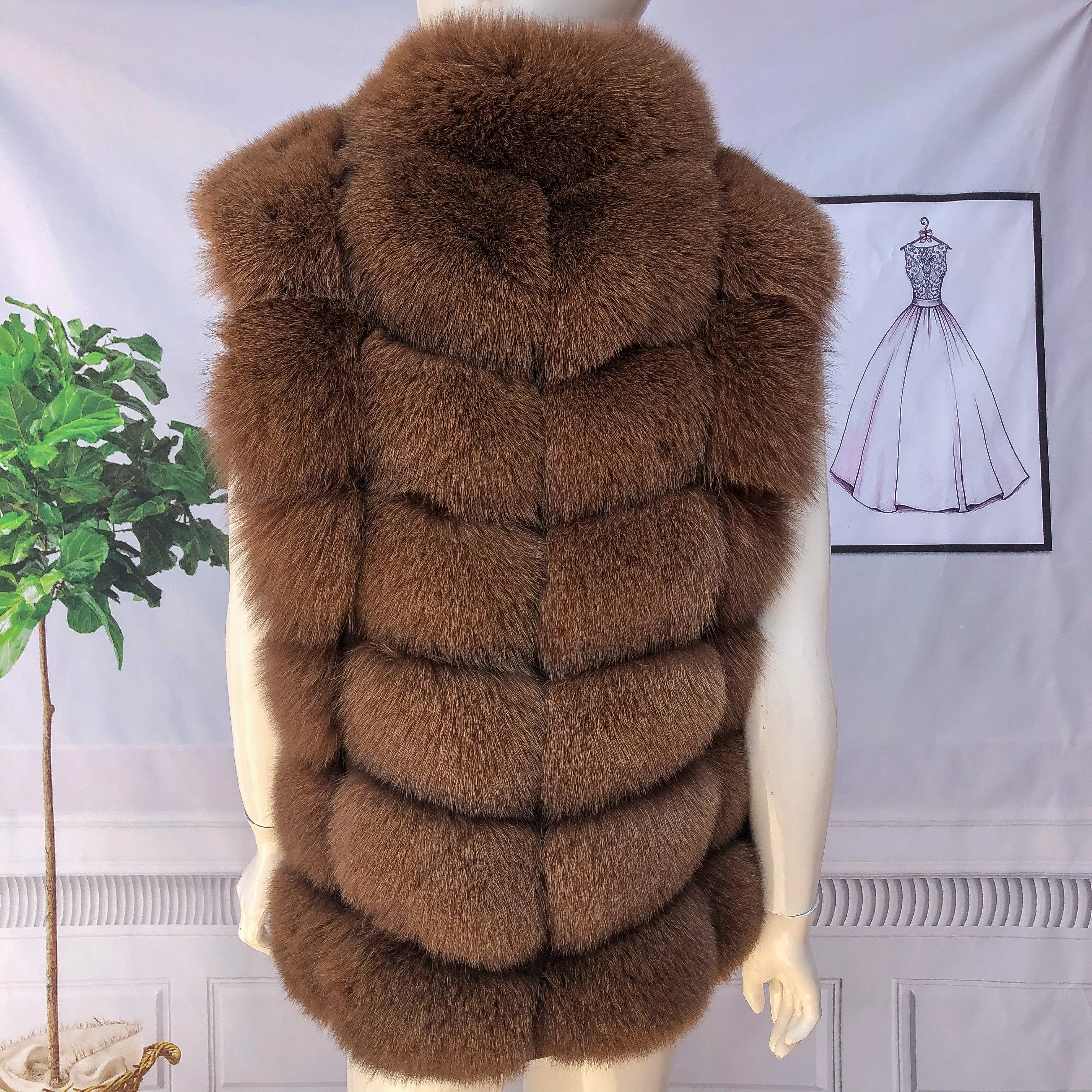 2020 cappotto di pelliccia di volpe naturale con collo alla coreana inverno caldo cappotto di pelliccia di volpe maniche staccabile cappotto di pelliccia invernale da donna gilet di pelliccia di volpe buono