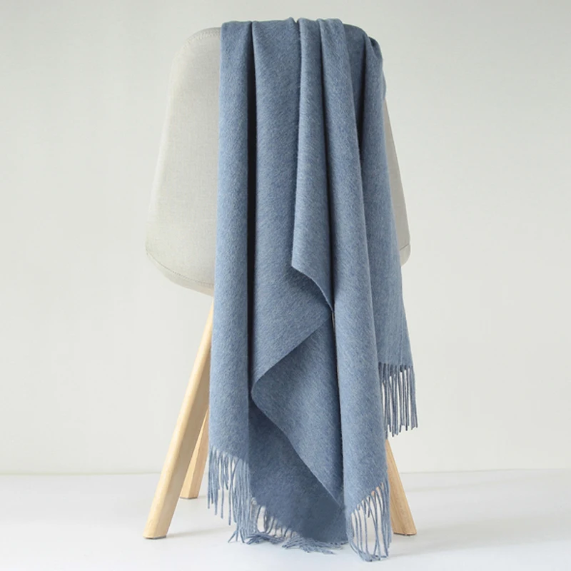 Luna&Dolphin Desinger Brand Women Wool Scarf 200x70cm Brown White Winter Pashmina Tassel Big Shawl Wrap Thicken Blanket Scarf