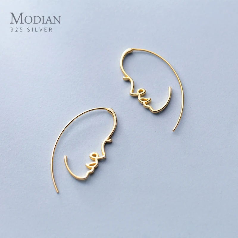 

Modian Exquisite Stylish Geometric Face Design Drop Earrings 925 Sterling Silver Unique Dangle Earring For Women Fine Jewelry