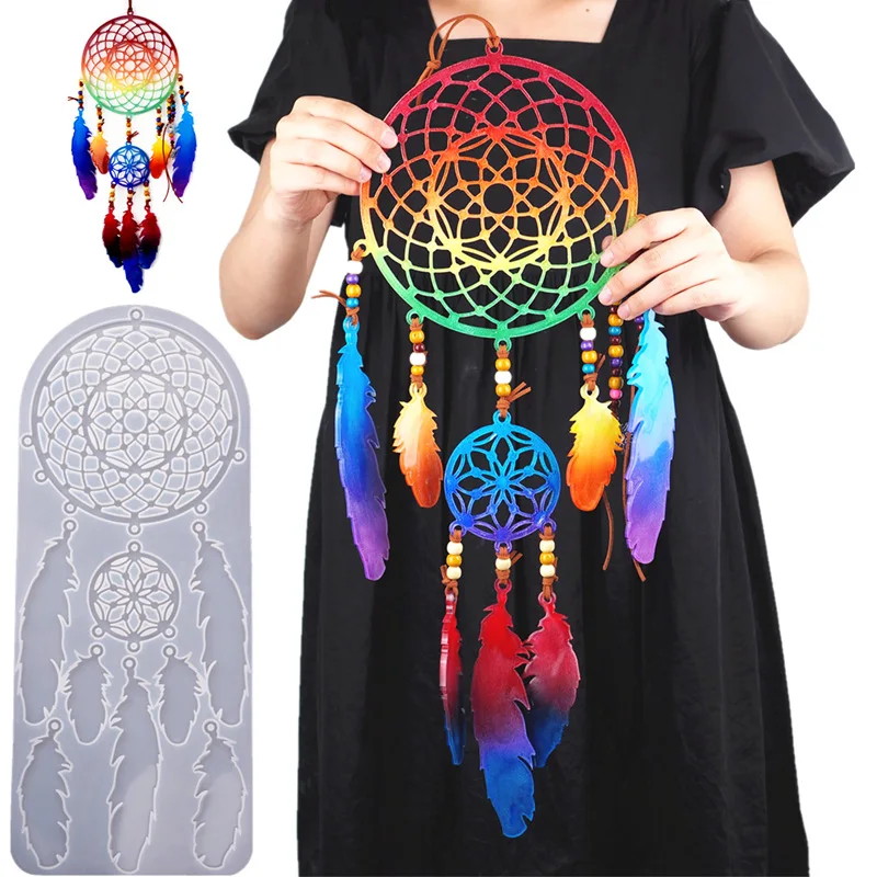 DIY Crystal Epoxy Resin Mold Dream Catcher Wall Decoration Mirror Silicone Mold For Resin