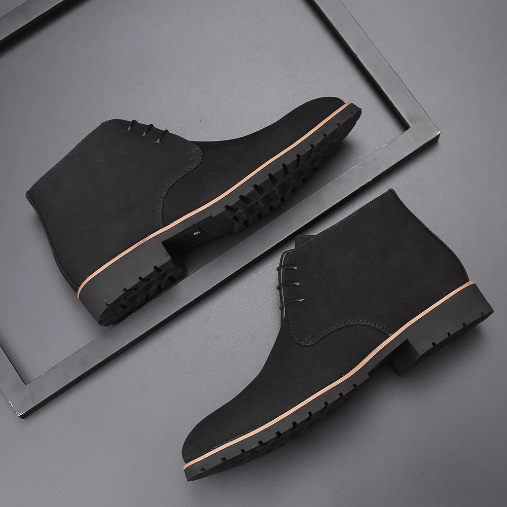 Shoes Man Spring New Fashion Casual Men Ankle Chelsea Boots Male Shoes Cow Suede Leather Slip on Motorcycle Man Bootgy6