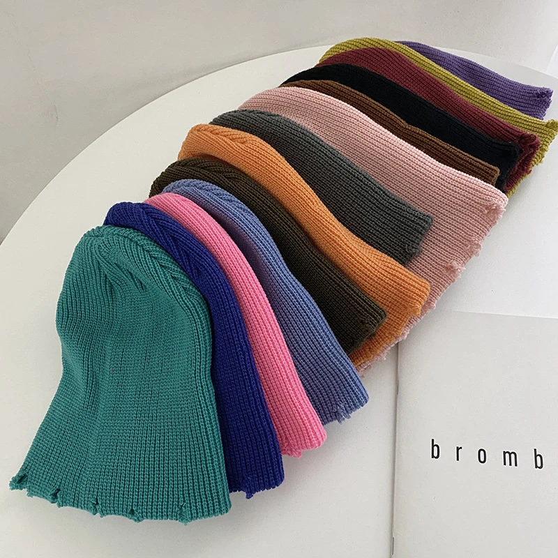 Autumn Knitted Warm Skullies Women Fashion Hip Hop Hat Winter Black Beanies Unisex Streetwear Cap Men PJ390