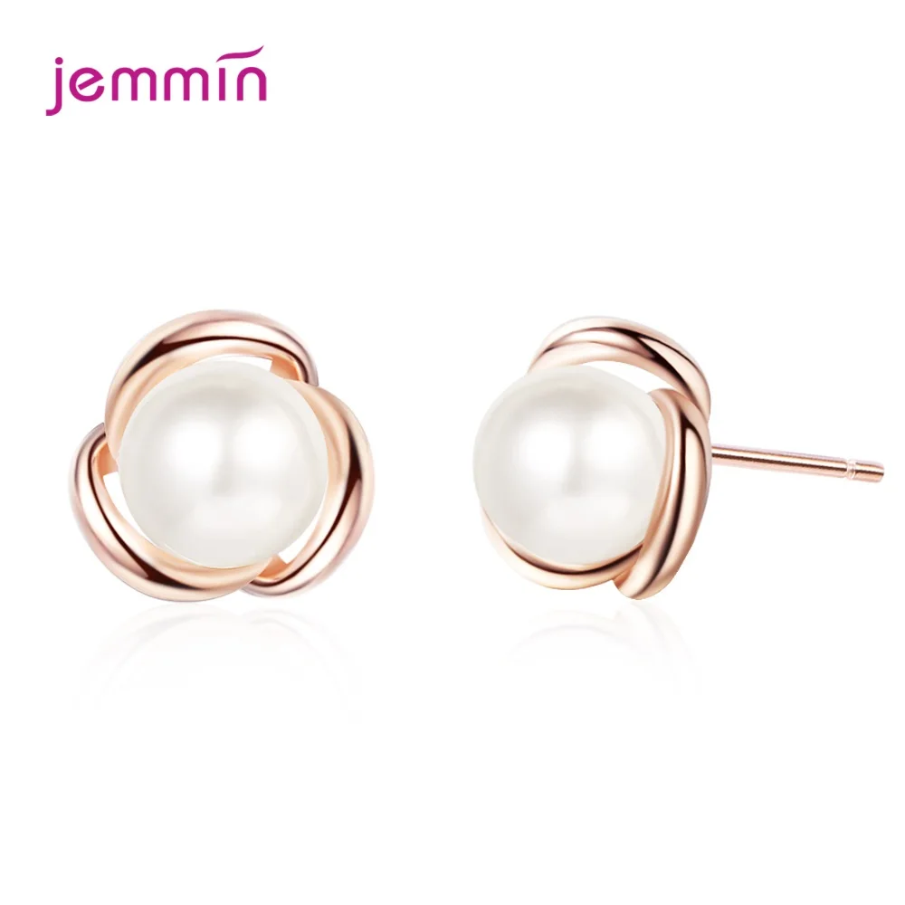 Attractive Delicate Simple Style High Quality Pearl Earrings Genuine 925 Silver  Stud Earrings For Women Engagement