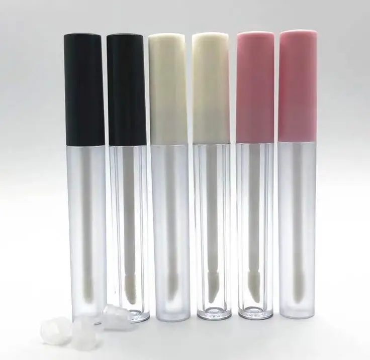 

2.5ml Plastic Frosted Lip Gloss Tube Empty Lip Balm Container With White/Pink Lid,Round Lipgloss Refillable Bottles Wholesale