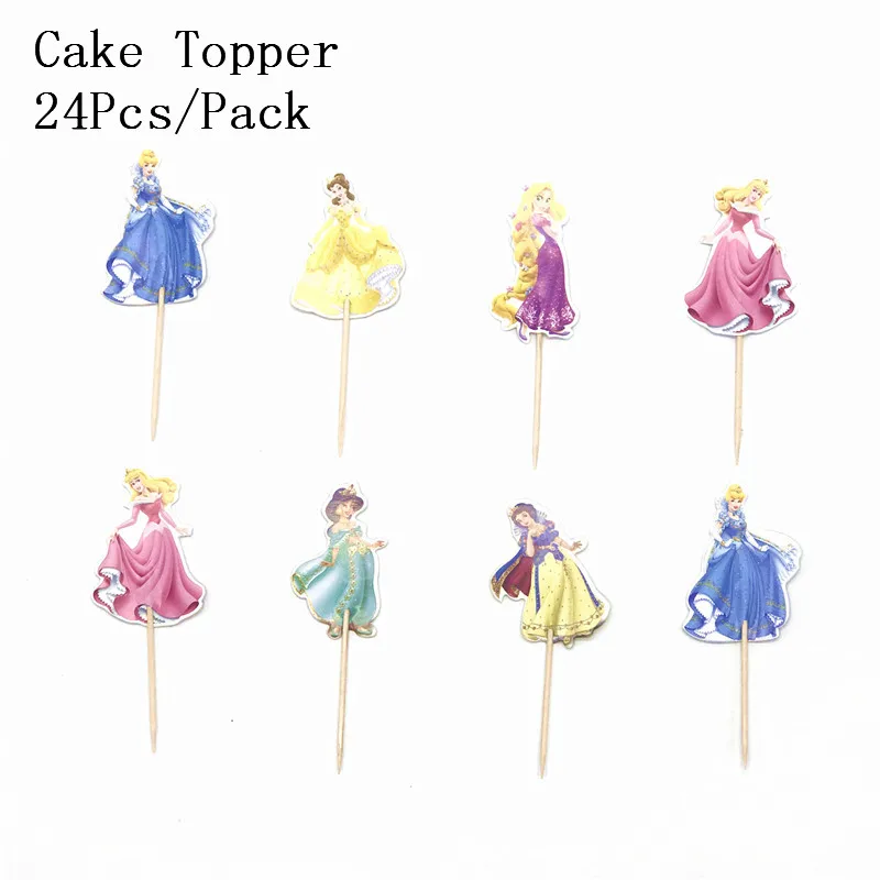 Tooper 24 teile/satz prinzessin belle cupcake toppers party liefert kinder geburtstags feier hochzeit baby party kuchen dekorationen supp