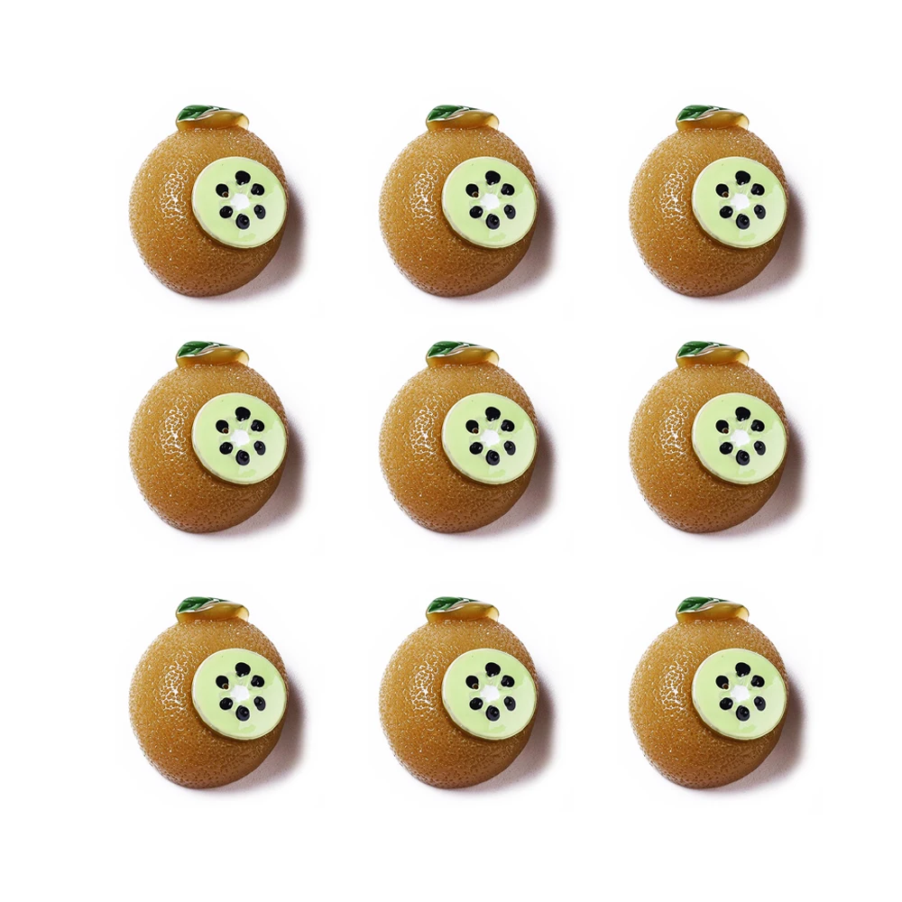 50Pcs Kiwi Fruit Pineapple Resin Flatback Cabochons no Hole Beads for Hair Ornament DIY Jewelry Scrapbooking Embellishments