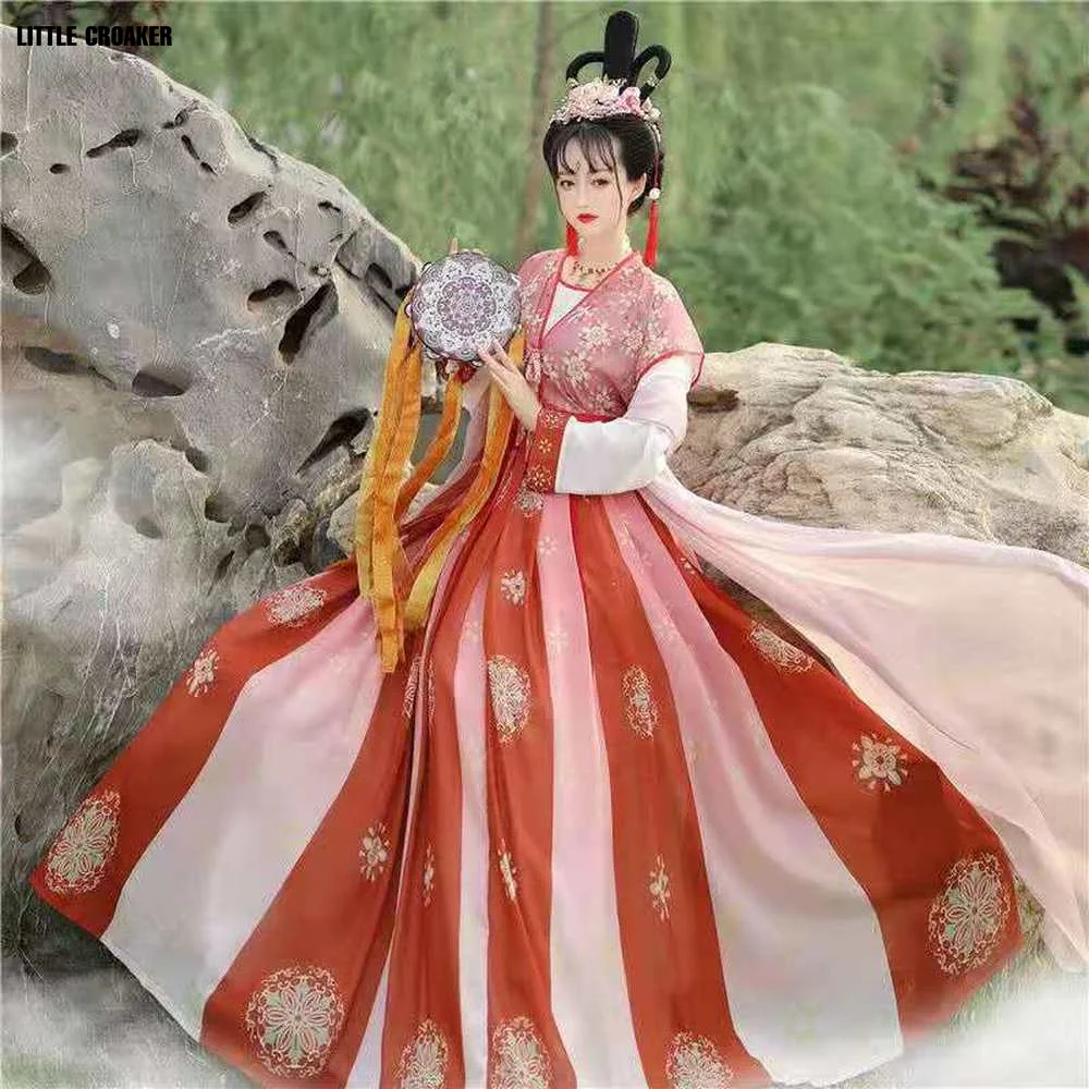 Vestido de Hanfu tradicional para mujer, traje Tang de la antigua dinastía Tang, Princesa de hadas, trajes de baile clásicos chinos, accesorios Hanfu