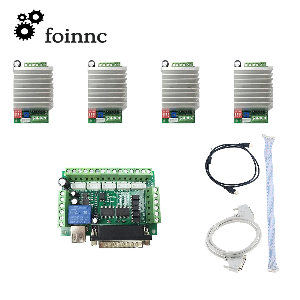 

CNC mach3 Router 4 Axis Kit 1pcs 5 axis breakout board+4pcs TB6600 3 Axis Stepper Motor Driver for nema17/23 motors