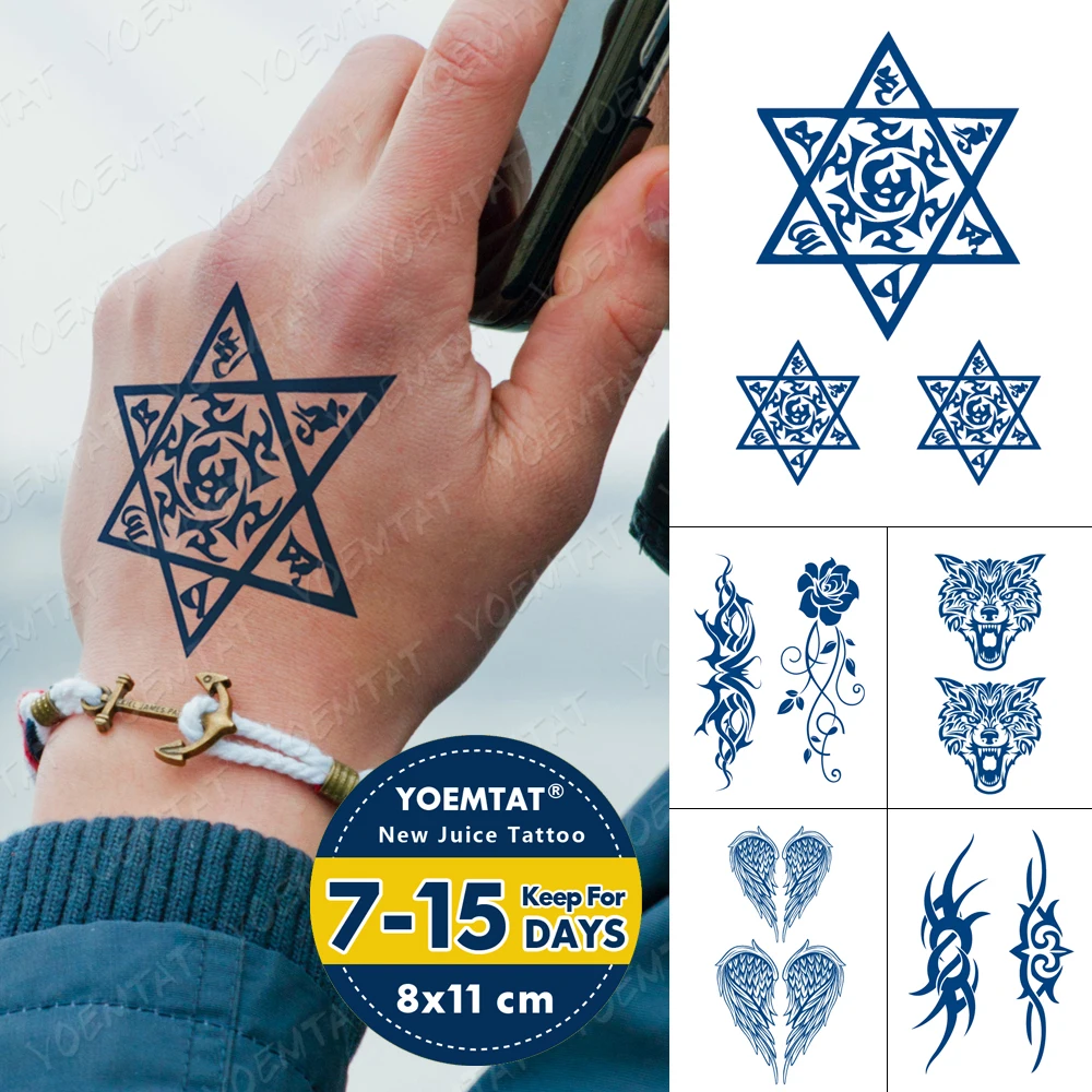 

Juice Lasting Waterproof Temporary Tattoo Sticker Pentagram Mandala Totem Flash Tatoo Male Arm Thigh Body Art Fake Tatto Female