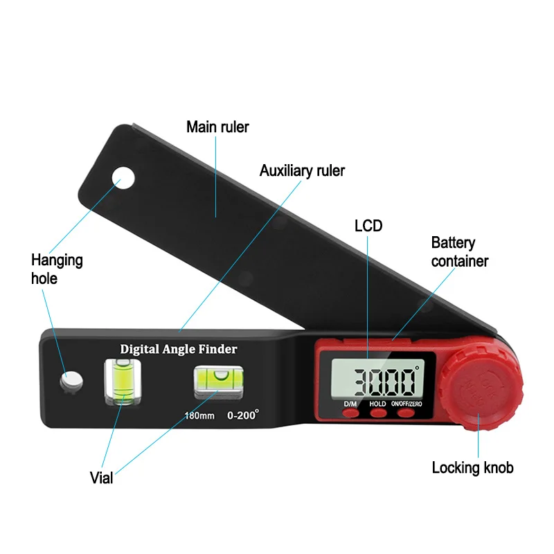 Digital Protractor Angle Finder Inclinometer electronic Level 360 degree with without Magnets Level angle slope test Ruler