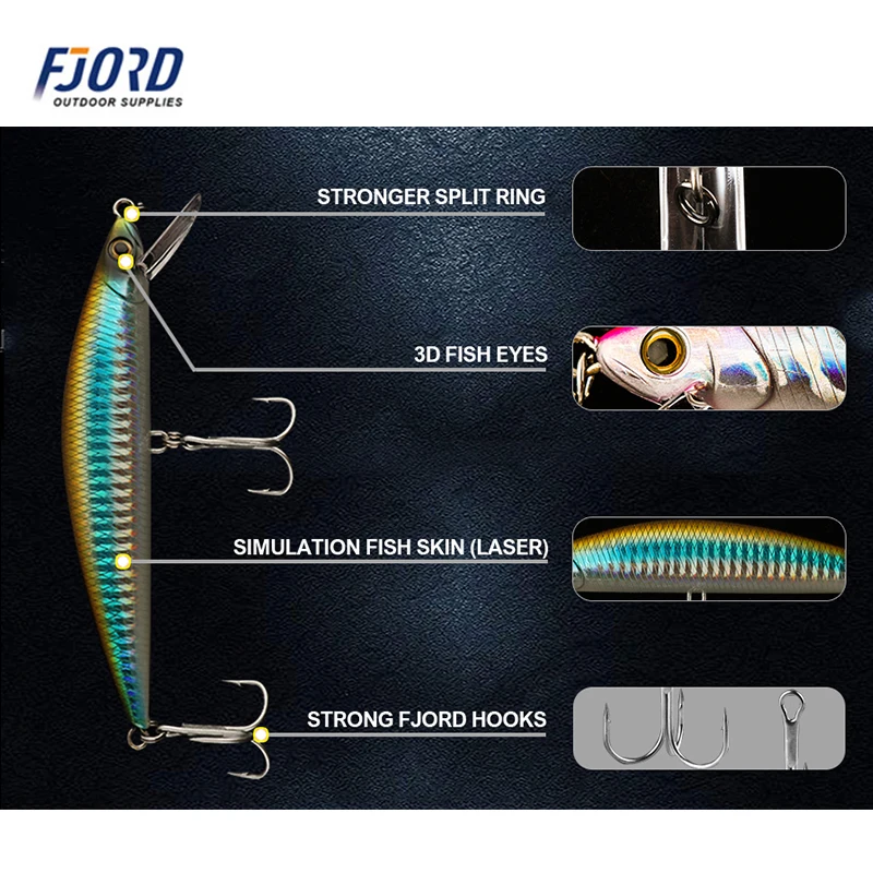 FJORD 125mm 40g  Brave Minnow Bass Pike Lure Long Casting Sea Fishing Lures Saltwater Plastic Hard Artificial Bait For Fishing