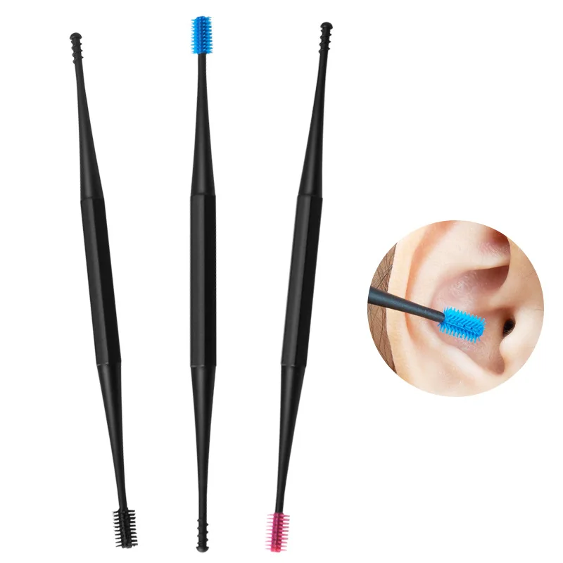 Silicone Ear Pick Double Head Earpick Ear Clean Tool Double-ended Earpick Ear Wax Curette Remover Ear Clean Spoon Spiral Design