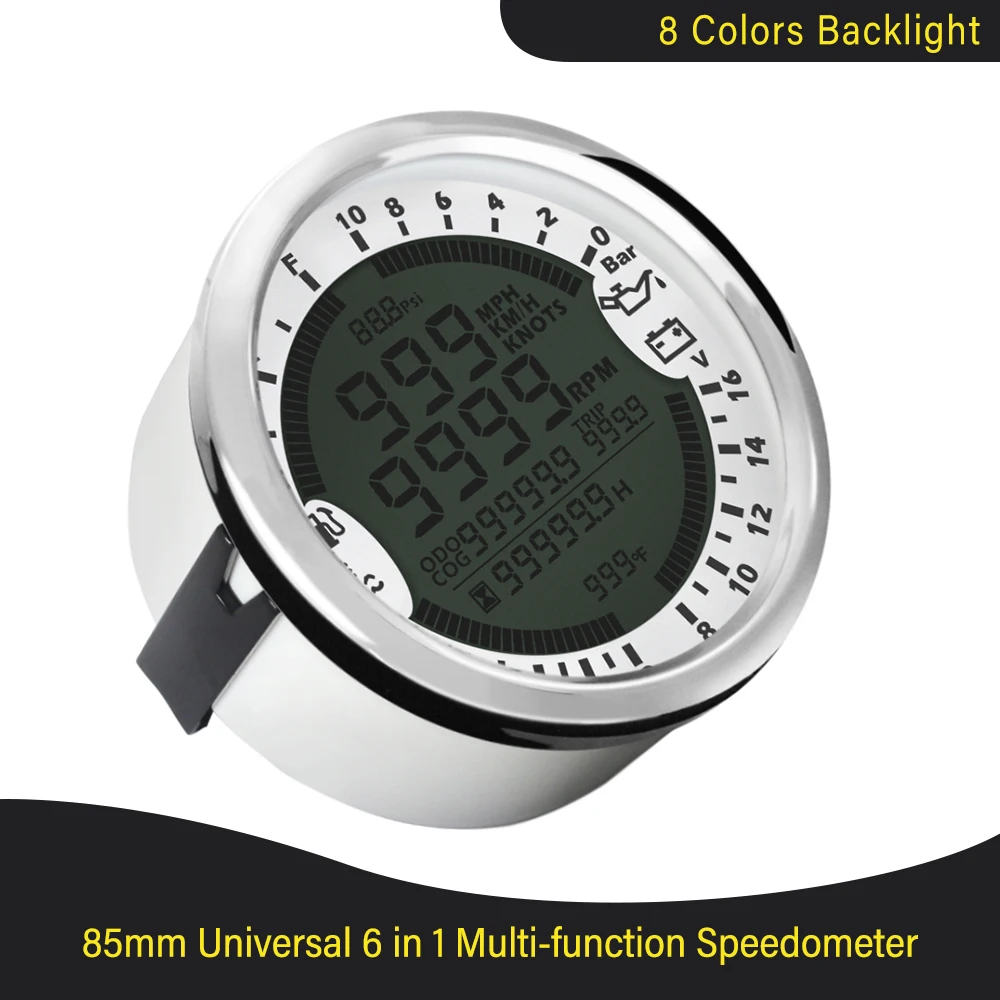 ELING Waterproof 6 in 1 Multi-function Gauges GPS Speedometer Tachometer 12V 24V Fuel Level Water Temp Oil Pressure