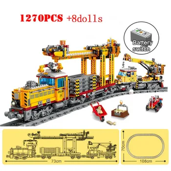 High-tech train Harmony city high-speed rail electric motor military car building blocks RC track bricks toy