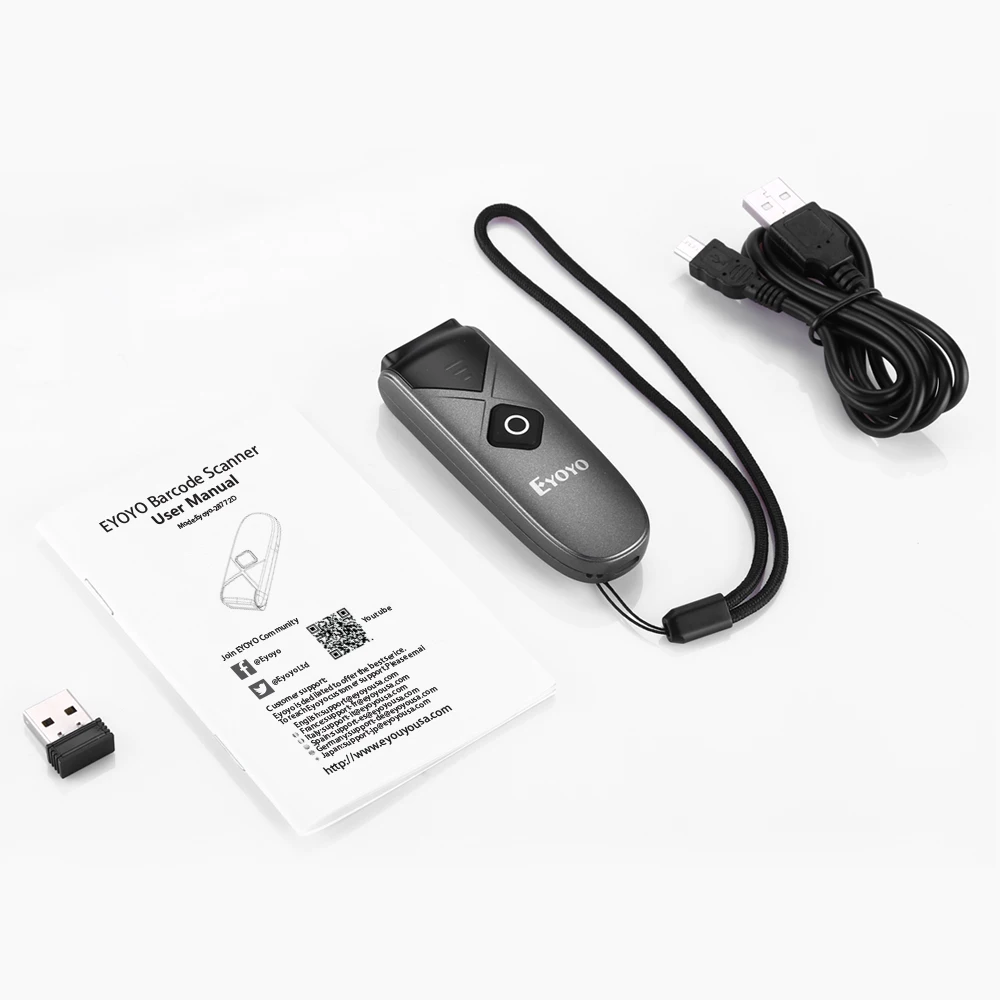 Eyoyo 2D Barcode Scanner USB Wired/Bluetooth/ 2.4G Wireless 1D QR PDF417 Mini Bar Code Reader for iPad iPhone Android Tablets PC