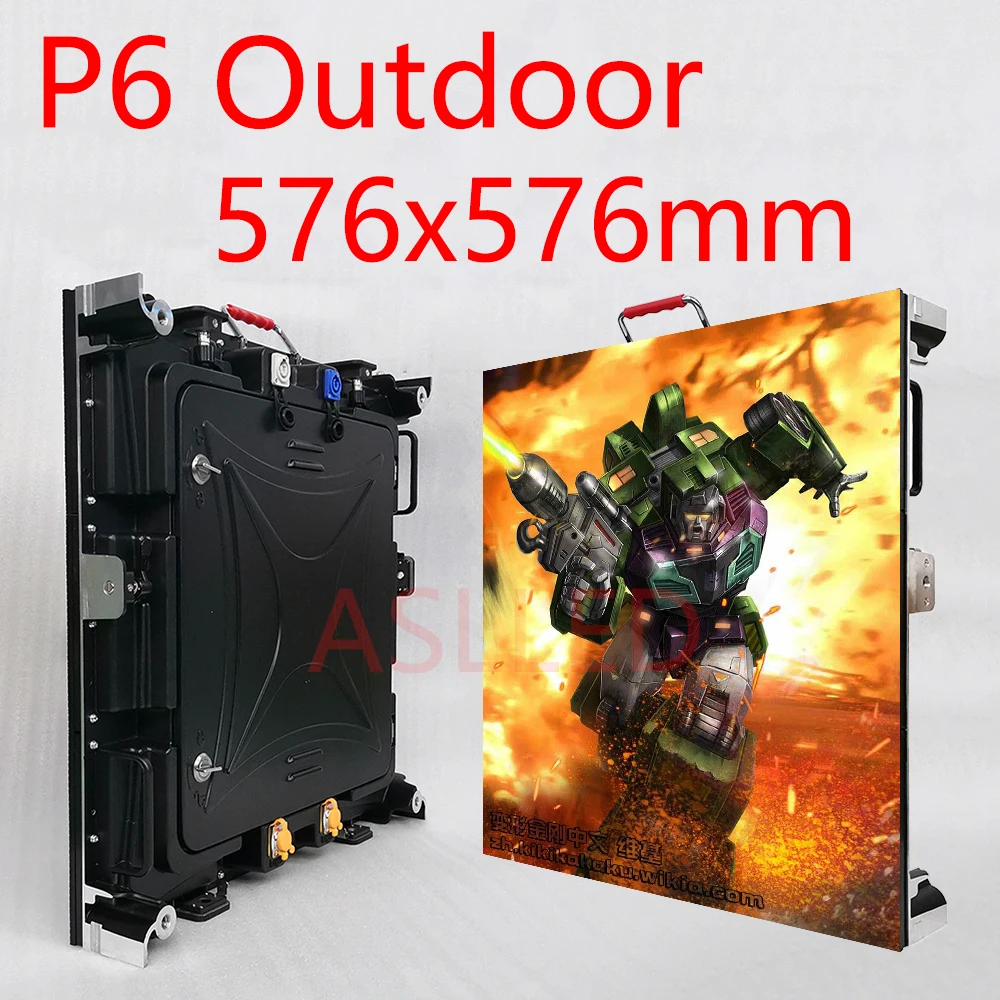 

Outdoor advertising LED screen P6 full color display panel 576x576mm die-cast aluminum cabinet LED Display Case Shenzhen store