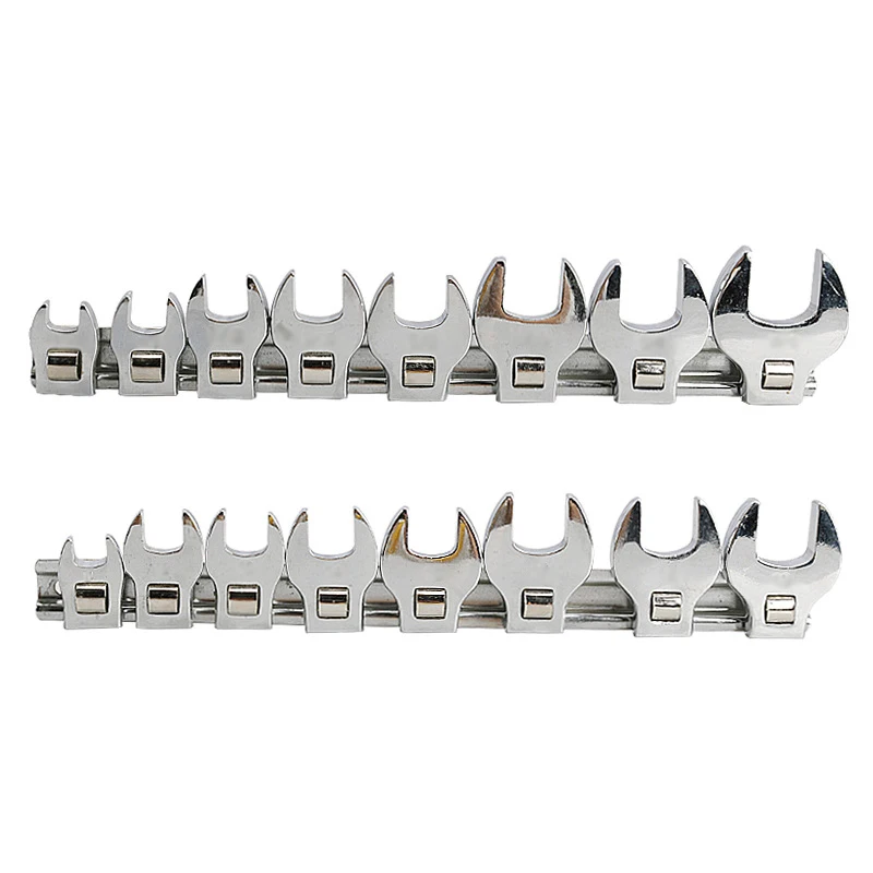 8Pcs 3/8 Inch Drive Crowfoot Wrench Set 10-22mm Metric Chrome Plated Crow Foot Metric Or Imperial Keys Set Multitool