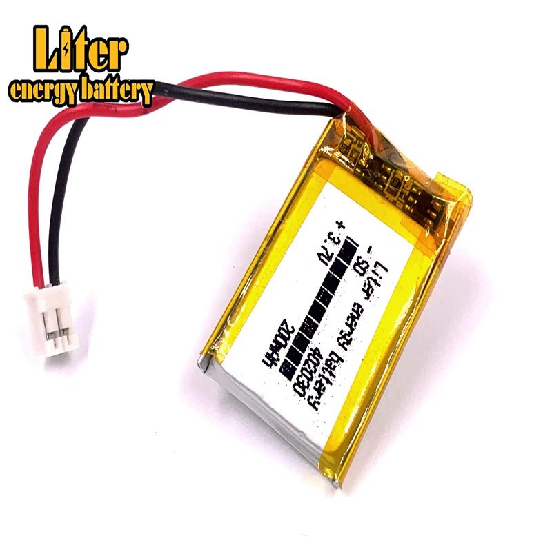 JST PH 2.0mm 2p litowo-polimerowy 402030 3.7V 200mAh LiPo akumulator z do kamery Mp3 bluetooth GPS część elektroniczna