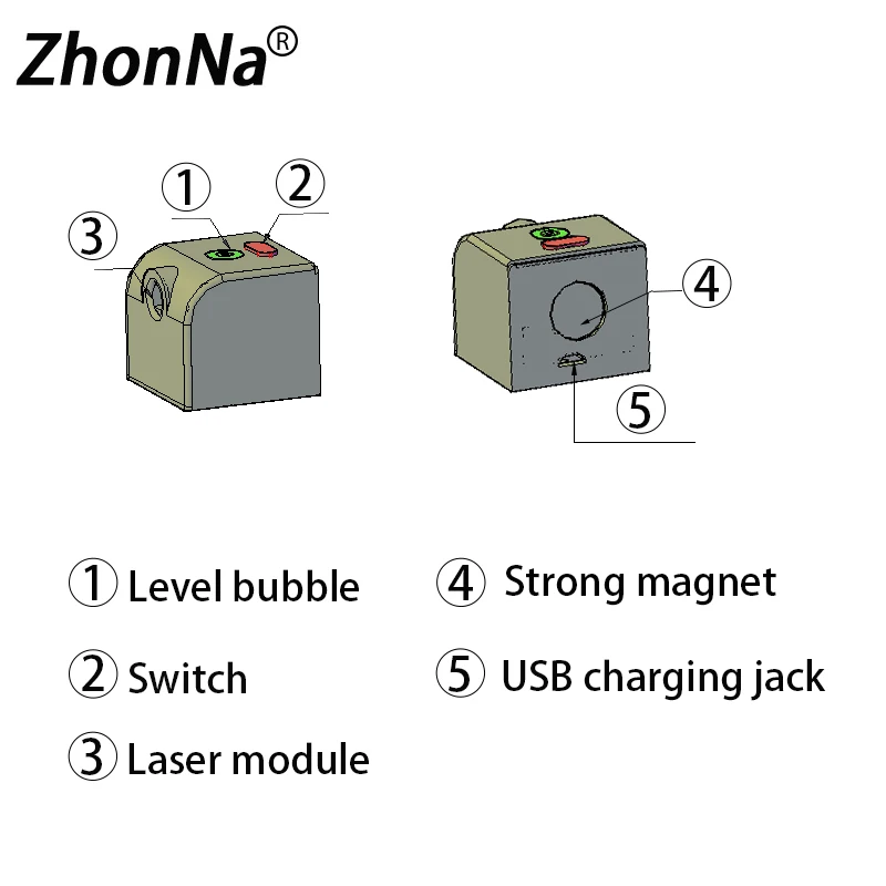 Imagem -04 - Mini Ferramentas Portáteis de Medição de Nível a Laser Feixe de Luz Vermelha Visão de Posicionamento de Prática de Golfe com Função de Adsorção Magnética