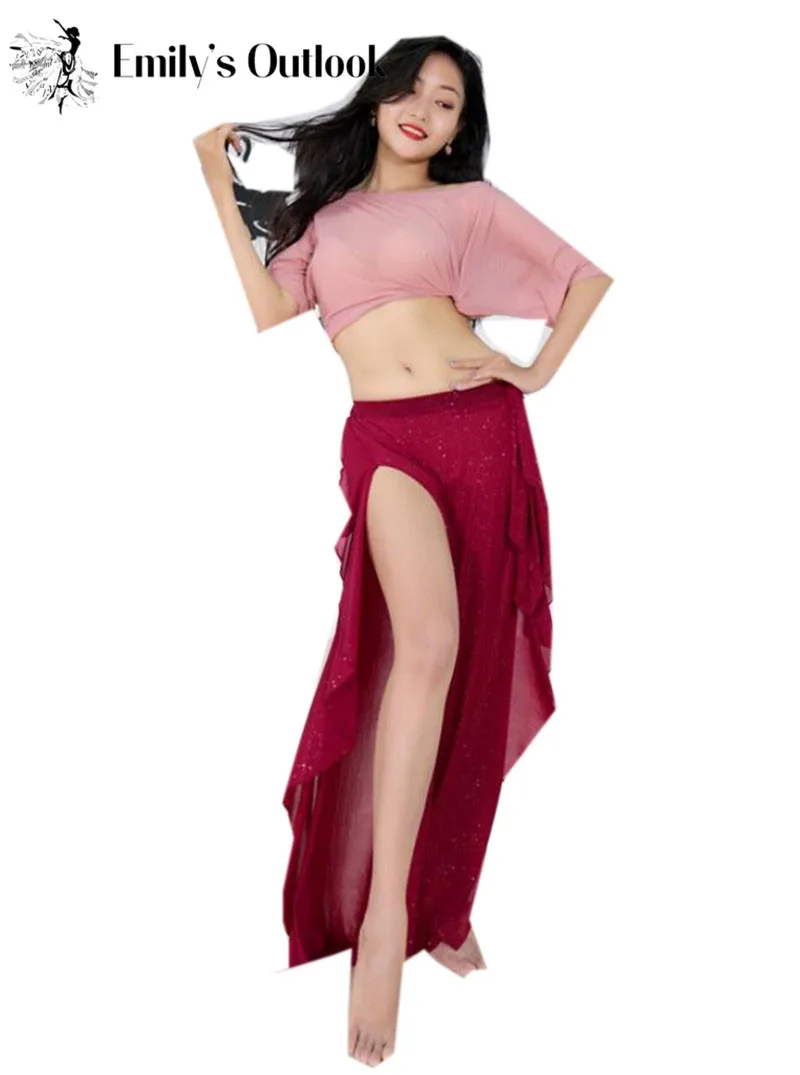 Adult Belly Dance Costume Suit Female Sexy Short Top Performance Clothes Set Profession Practice Skirt Pant Clothing  Summer