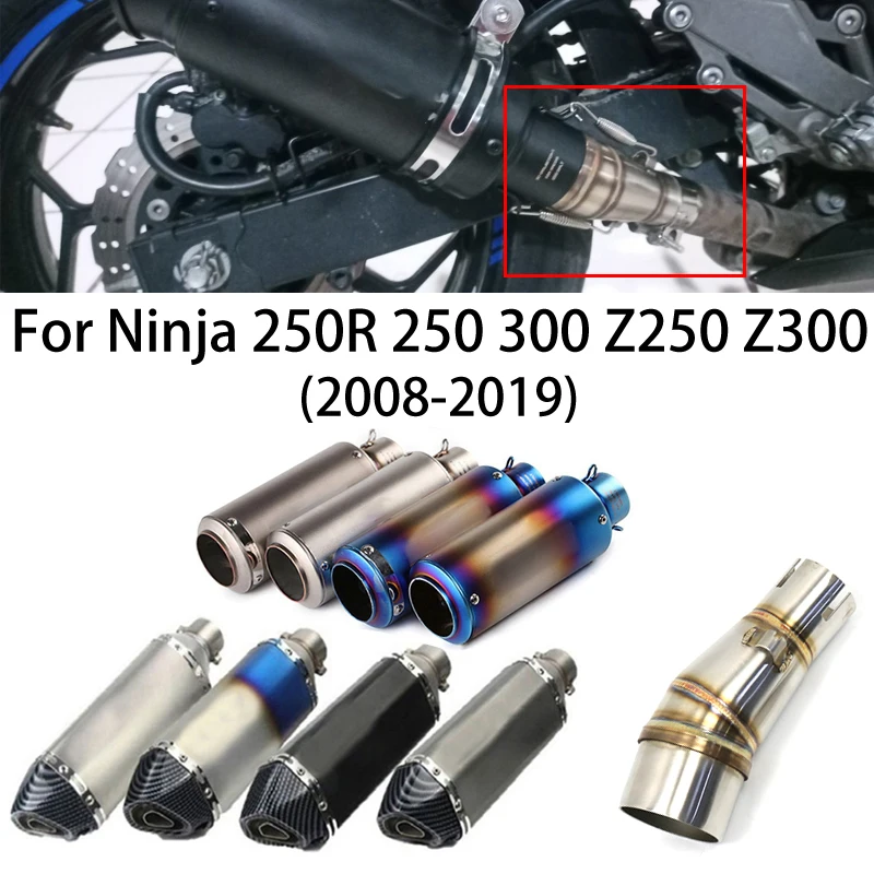 

For Kawasaki Ninja 250R 250 300 Z250 Z300 2008-2019 Motorcycle Exhaust Tailpipe Front Pipe Middle Link Connect Pipe Muffler Tube