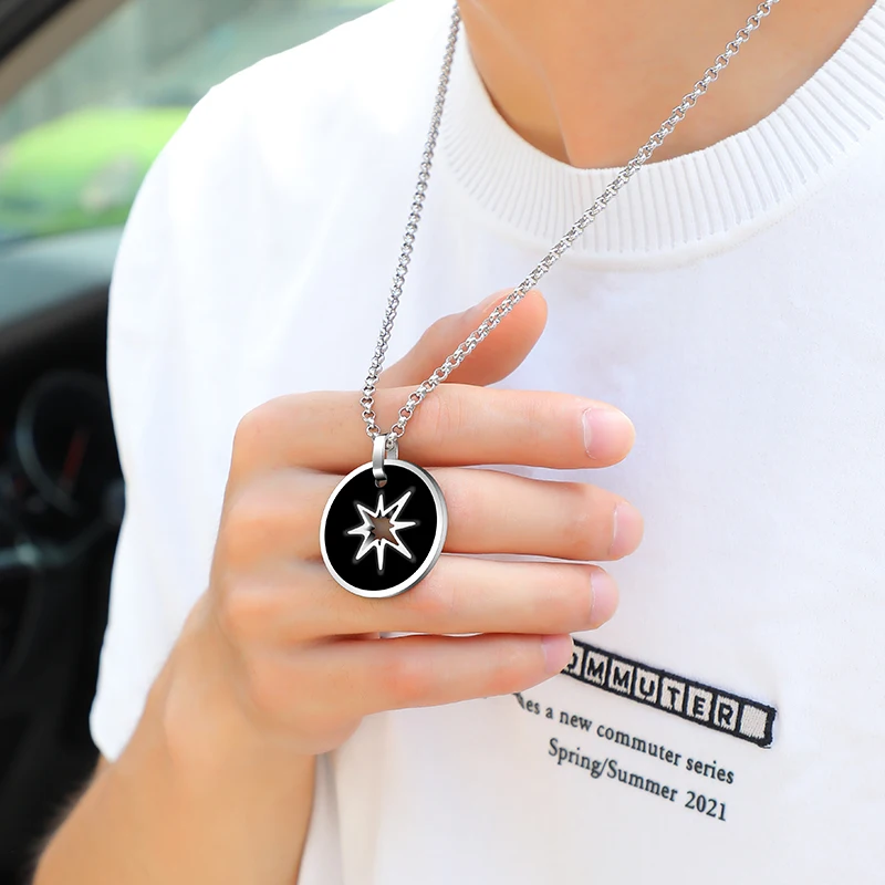 Tungsten Pendant For Men Women Hollow  Casual Spor Fashion Necklace Laser Engraving Picture Symbols Gift