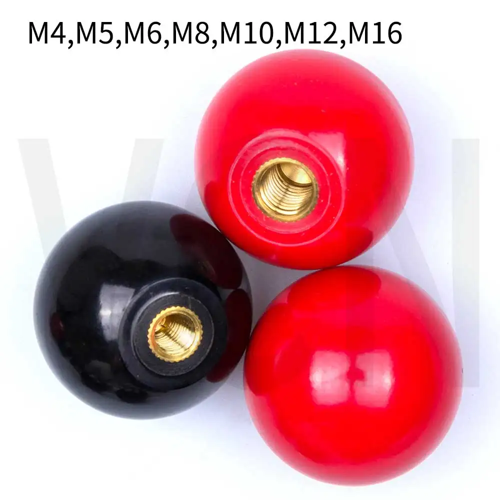 M4-M16 Black Red Round Ball Handle Ball Knobs Bakelite Lever Knob Grip Handles Of Furniture Or Machine Tool Replacement