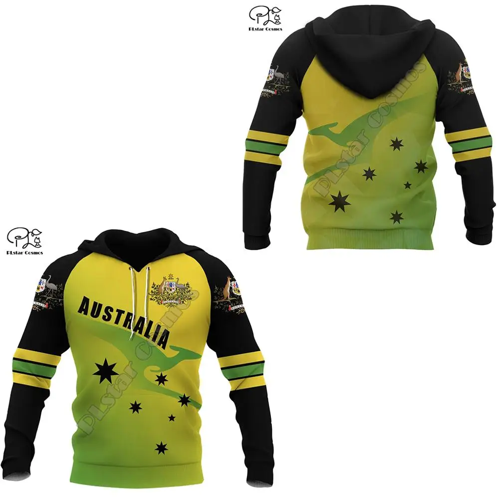 

Новинка 2020, модный смешной спортивный костюм в стиле ретро с австралийским флагом, уличная одежда с длинными рукавами, унисекс, толстовки на молнии с капюшоном и курткой A22