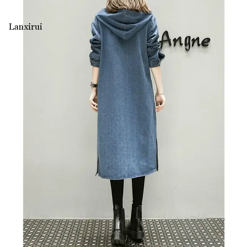 XL-5XL Plus Big Size  Denim Coat Women Spring Autumn Winter  Feminina Fashion New Thin Loose Long Jean Trench Female