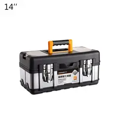 Multifunctional Double Layer Stainless Steel Tool Box Plastic Portable Organizer with Lid Handle Hardware