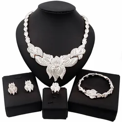 I Love You Xoxo Flowers Hugs and Kisses Jewelry Sets Women Africa Fashion Necklace Earrigns Bracelet Ring Jewelery Set Gifts