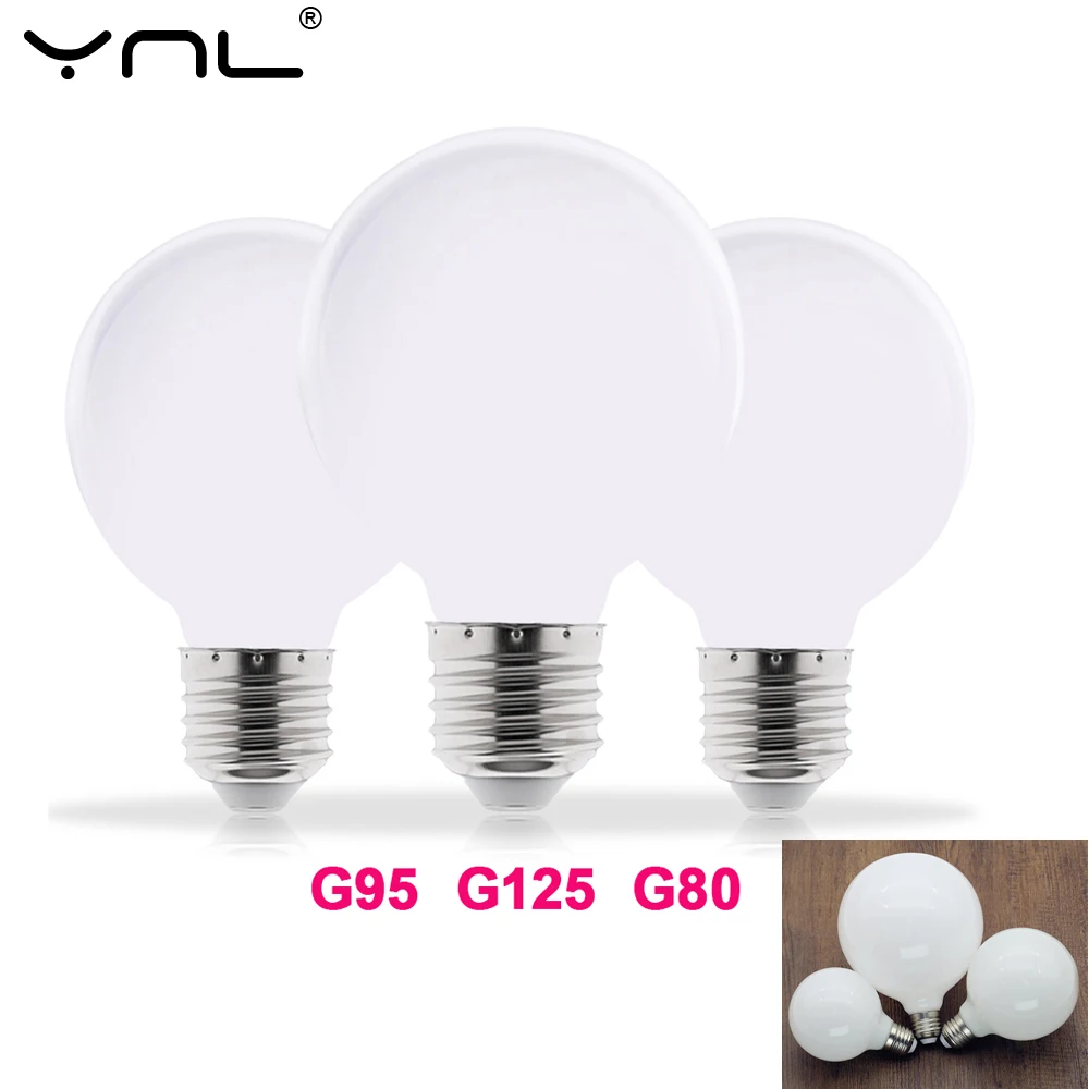 Milky LED Light Bulb E27 85-265V G80 G95 G125 LED White Lamp Bulb Kitchen Dining Living Room For Home Decorative Indoor Lighting