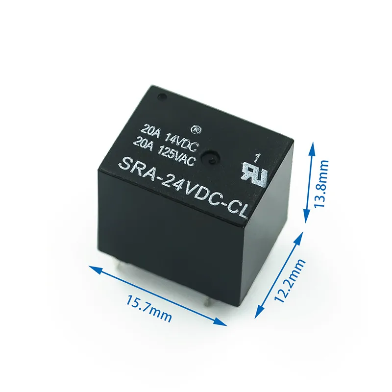 5Pcs 5V 12V 24V 20A DC Power Relay SRA-05VDC-CL SRA-12VDC-CL SRA-24VDC-CL 5Pin PCB Type In stock Black Automobile relay