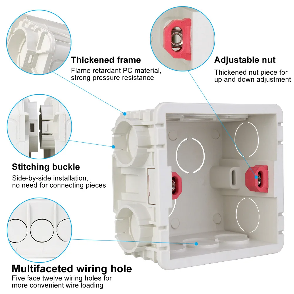 Electrical equipment 86mm Internal mounting box 118mm  External mounting Wall box For Home intelligent touch switch wifi switch