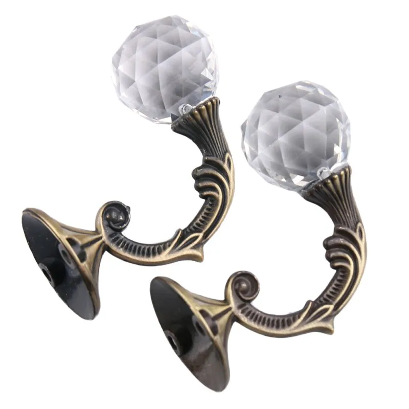 

Vintage European High-grade Crystal Wall Tieback Curtain Hook Tassel Towel Hanger For Cloth-hat Hook 2PCS/Pair