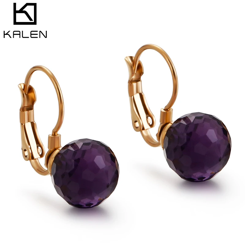 Kalen New Bohemia Women Multiple Color Glass Crystal Drop Earrings Tri-color Stainless Steel Earrings For Women Wedding Jewelry