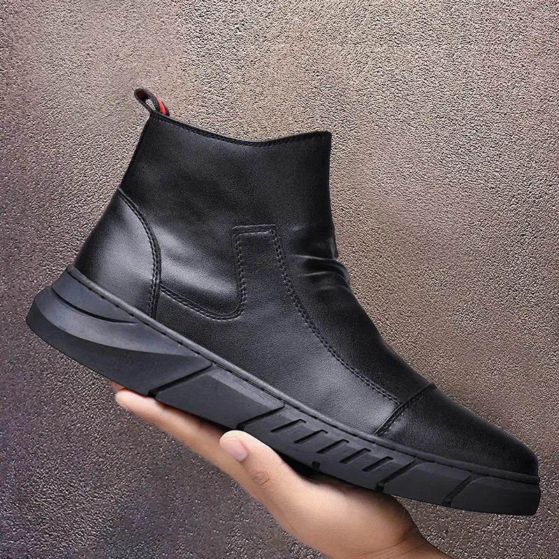 

Nice Winter New British Style Casual Leather Boots Tube All-match Men's Boot Hight-Top Men's Shoes Korean Version