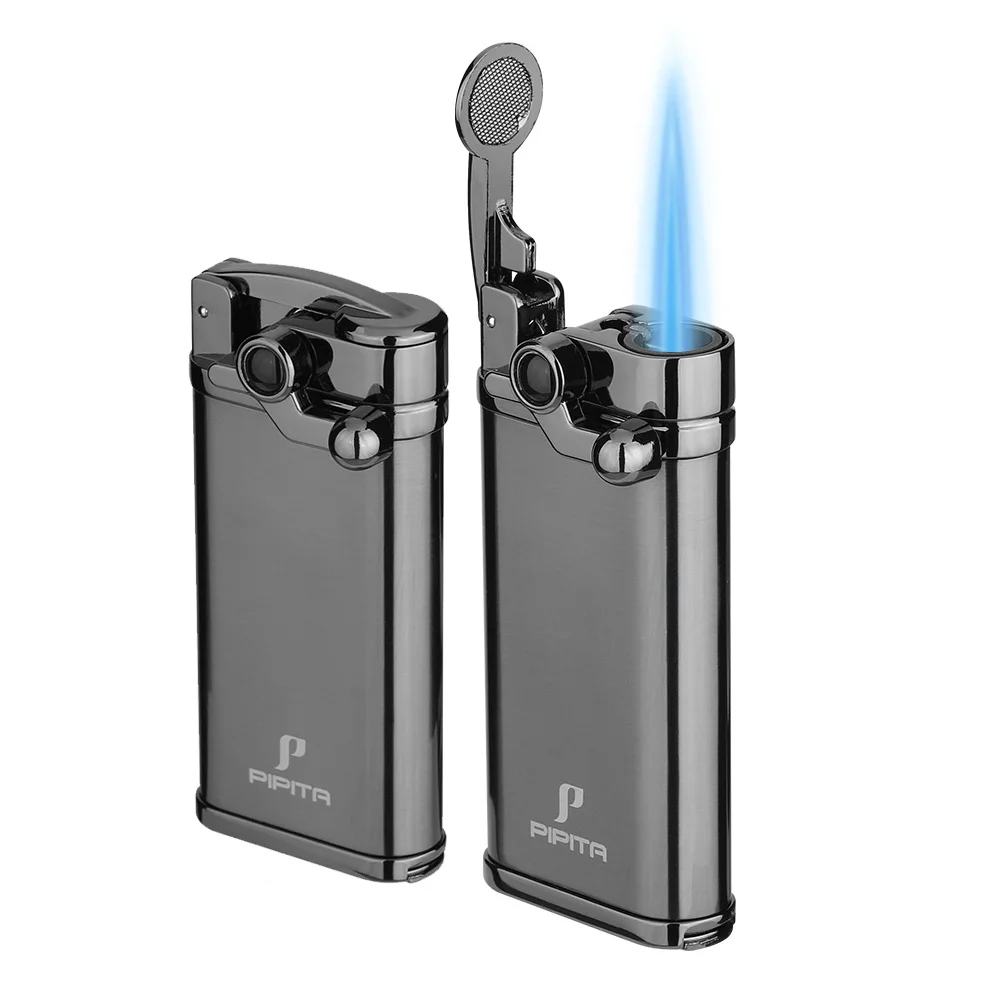 Fashion High Quality Windproof Lighter Torch Jet Single Flame Refillable Inflatable Flame Lighter & Cigar Punch Lighter（2Pack）