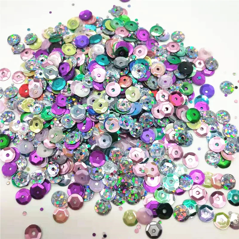 50g 6mm Cup Sequins Mix Dull Matte Laser Colors Round Paillette For Crafts DIY Accessory