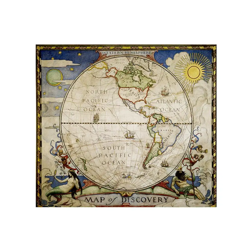 Stile medievale Carta Decorativa 90x90cm Semplice Non-tessuto No-fading Mappa Del Mondo Per I Bambini e bambini