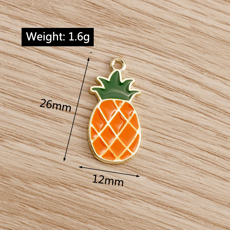 10 teile/los Emaille Charms für Ohrringe Anhänger Halsketten Obst Erdbeere Ananas Banane Orange Charms Handgemachte Schmuck Machen – Detail 7