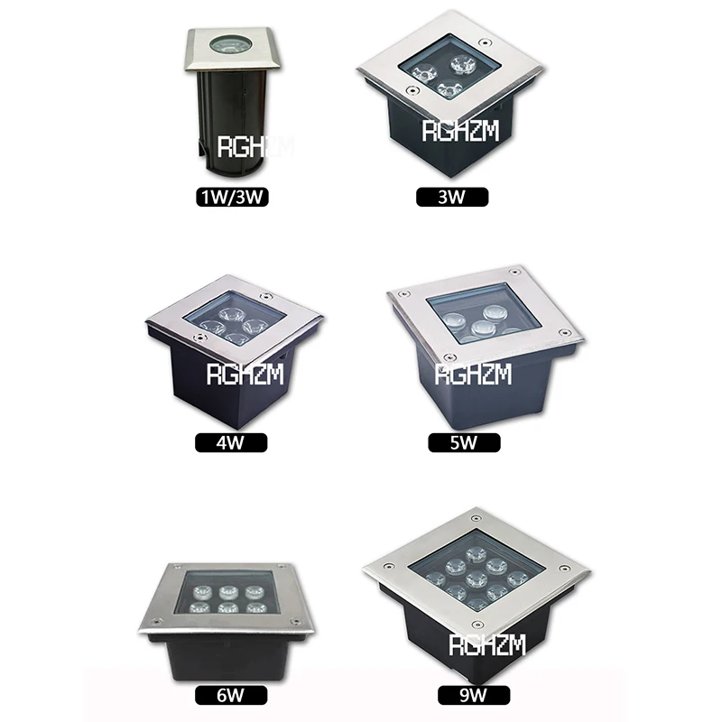 IP68 Waterproof 1W 3W 4W 5W 6W 9W Square LED Outdoor Floor Light Underground Garden Decoration Led Buried Lamps AC85-265V DC12V