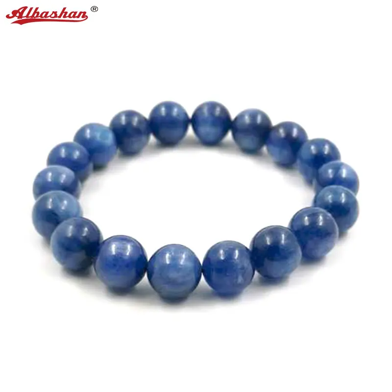 

Albashan 100% Natural 10mm Kyanite Bracelet Noble Gemstone Healing Crystal Elastic Beaded Bracelet Unisex