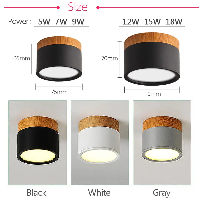 LED Downlight 220V 110V 12W 15W 18W 5W 7W 9W Surface Mounted Ceiling Downlights Nordic Spot light for indoor Foyer,Living Room