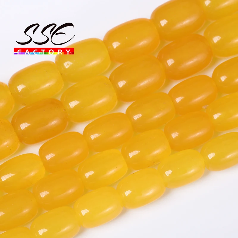 Wholesale Natural Stone Beads Yellow Agates Drum Barrel Shape Beads Semi-Finished Handmade Bracelet Beads For Jewelry Making