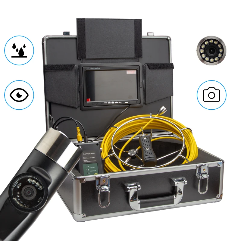 

20M 7inch LCD Screen Dual Lens Camera Pipeline Inspection Diameter 42mm Camera Head 12V4500MA Lithium Battery