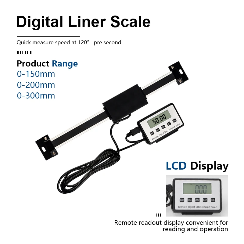 CMCP Digital Linear Scale Magnetic Remote Digital Readout Digital Linear 0-150mm/0-200mm/0-300mm 0.01mm Scale External Display