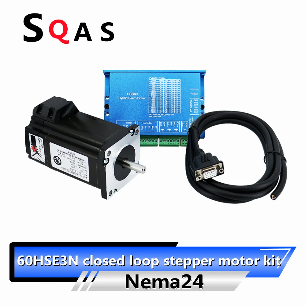 

EU warehouse 1 set Nema24 60HSE3N close loop stepper motor engine + HSS60 servo driver + 2 meters encoder cable for CNC router