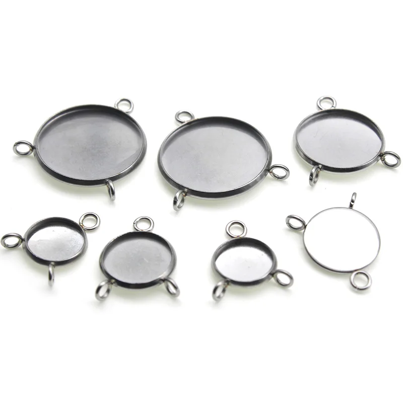 Stainless Steel Base Cabochon 8 10 12 20 25 mm Necklace Pendant for Jewelry Making Pendant Earring Base Connector DIY Bracelet