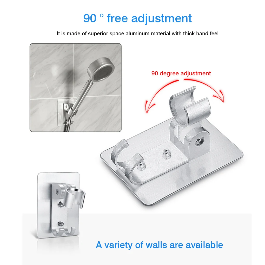 Aluminium Alloy Bathroom Adjustable Shower Head Base Showerhead Stand Bracket Hook Wall Mounted Bath Holder Accessories Stable